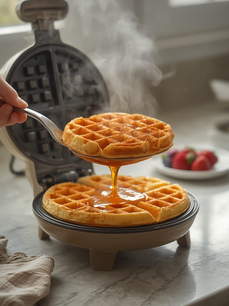waffle maker in action