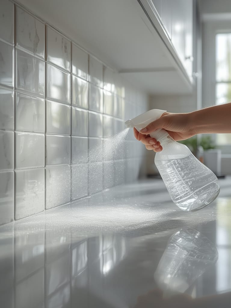 cleaning spray in action